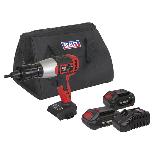 Sealey CP20VNRKIT SV20 Series Brushless Cordless Nut Riveter 20V - 2 Batteries