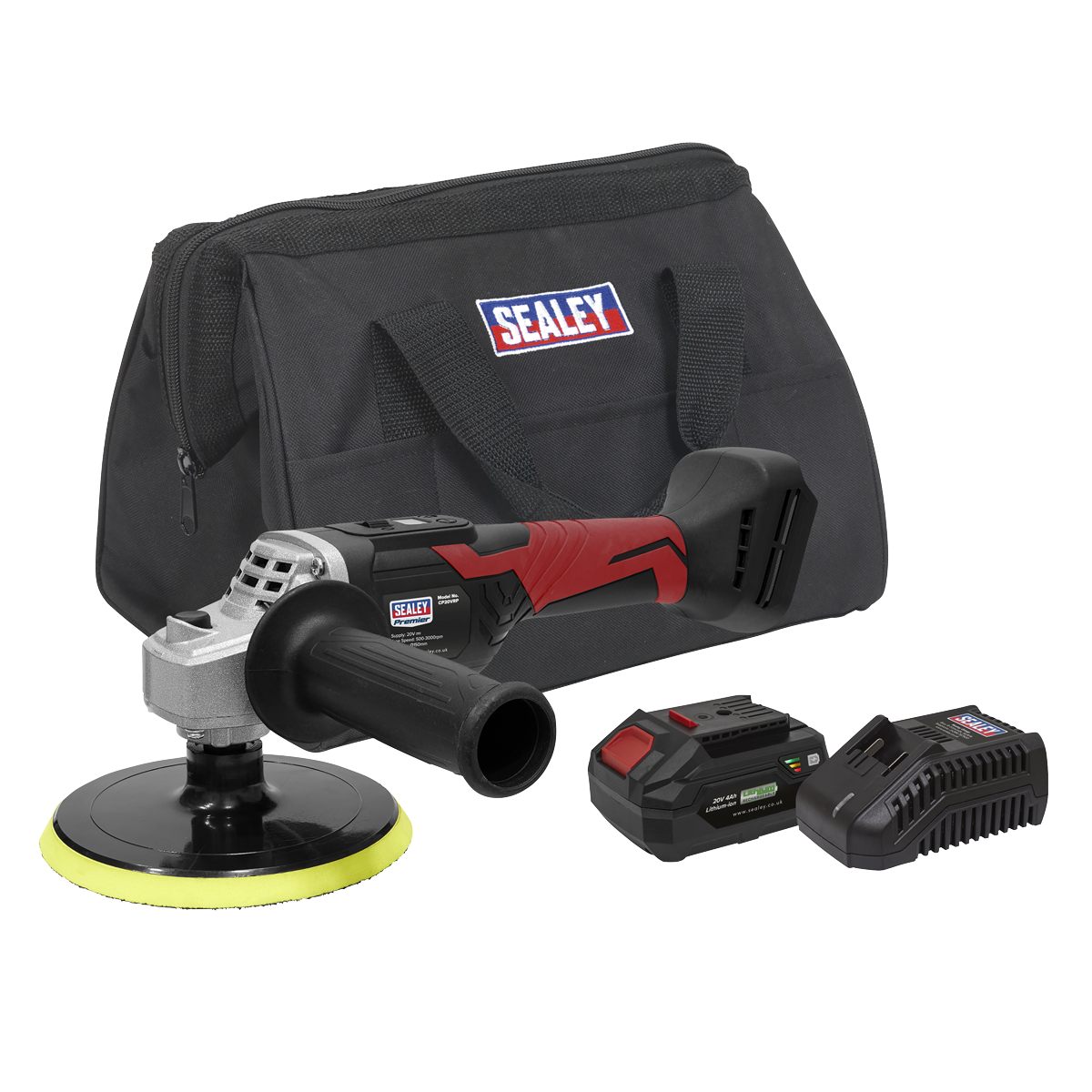 Sealey CP20VRPKITEU Premier SV20 Series 150mm Cordless Rotary Polisher 20V 4Ah & Euro Plug