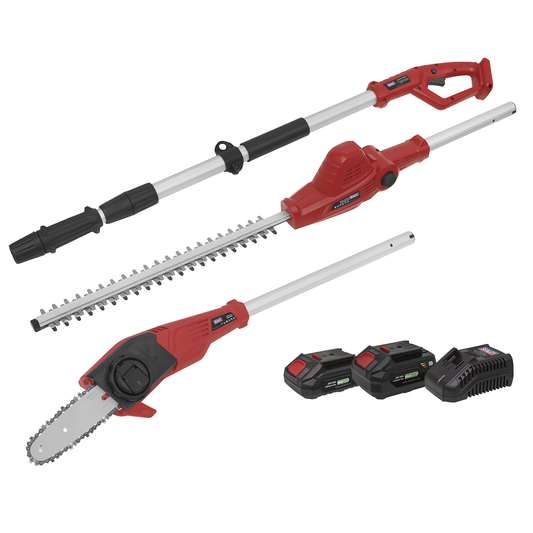 Sealey CP20VTPCOMBO SV20 Series Cordless Telescopic Hedge Trimmer & Chainsaw Kit 20V - 2 Batteries