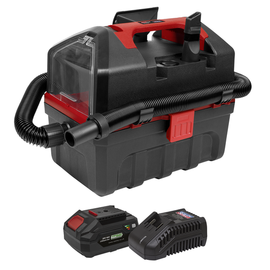 Sealey CP20VWDVKIT1 SV20 Series 10L Cordless Wet & Dry Vacuum Kit 20V 4Ah