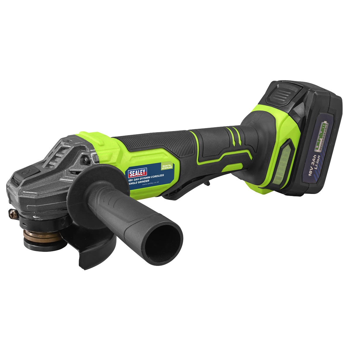 Sealey CP401LIHV 115mm Cordless Angle Grinder 18V 3Ah - Green