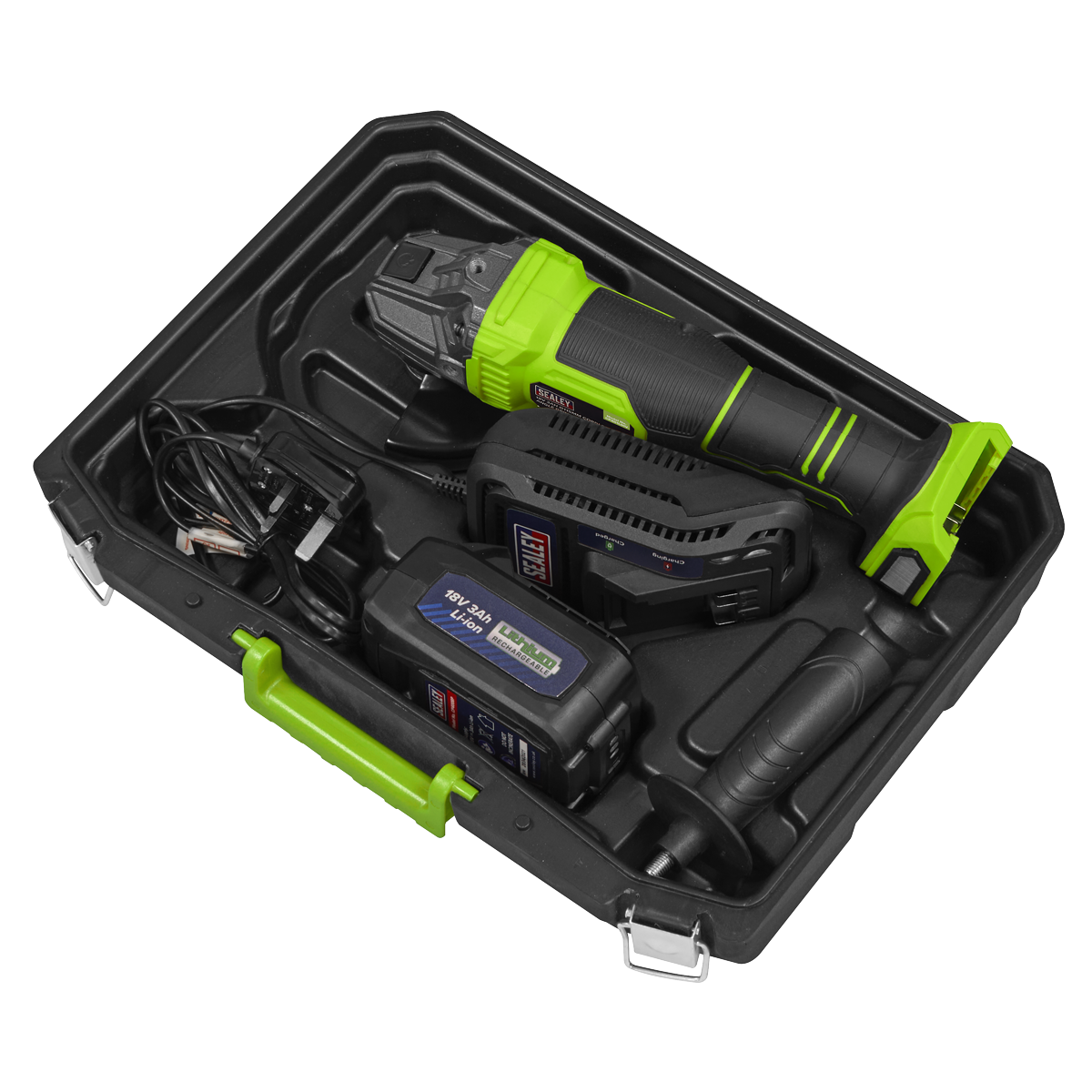 Sealey CP401LIHV 115mm Cordless Angle Grinder 18V 3Ah - Green