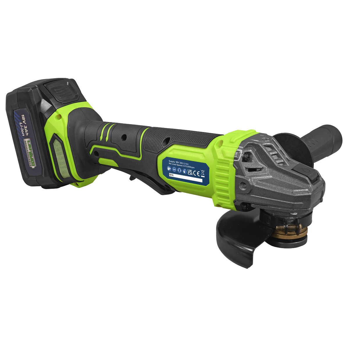 Sealey CP401LIHV 115mm Cordless Angle Grinder 18V 3Ah - Green