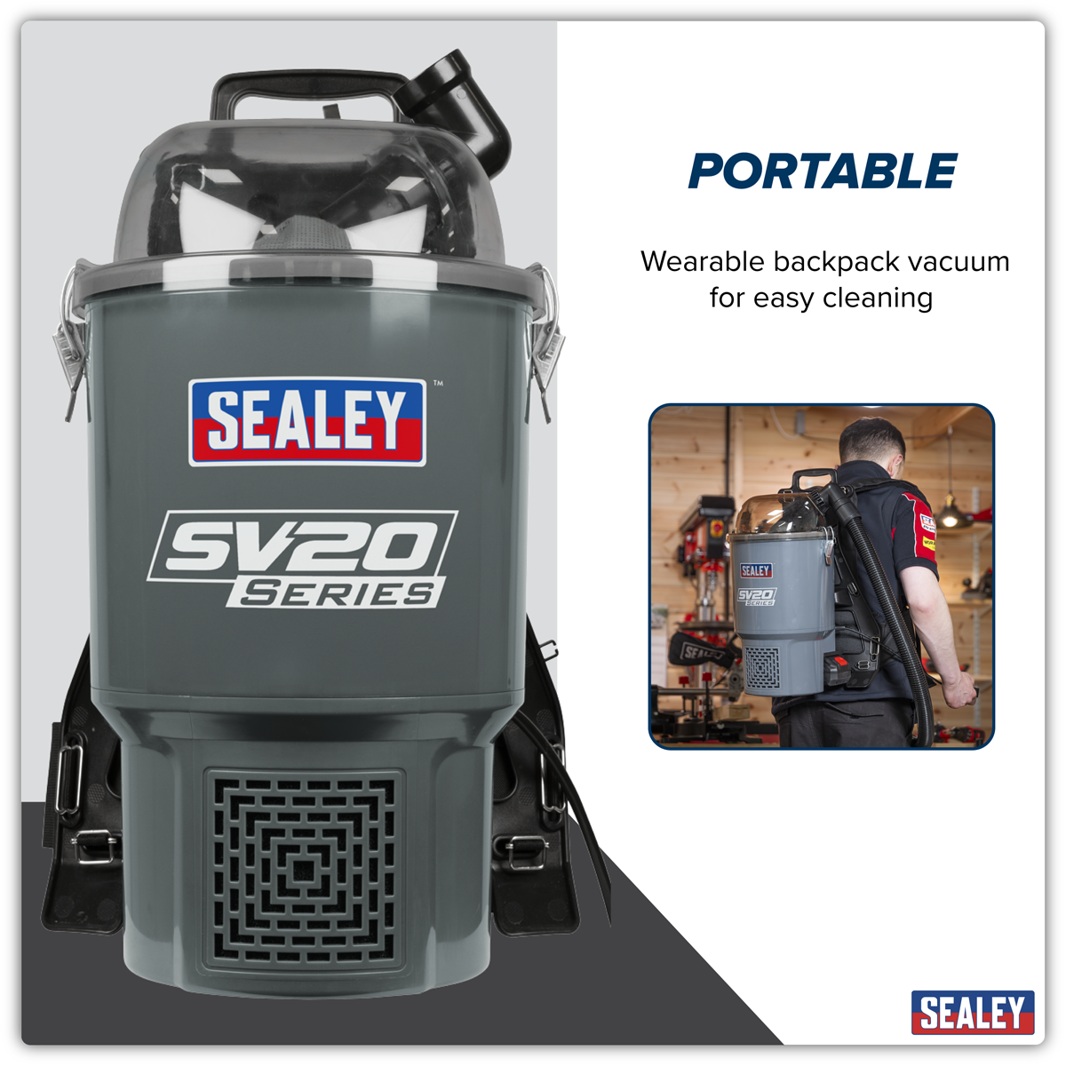 Sealey CP40VBV SV20 Series Backpack Vacuum Cleaner 40V - Body Only