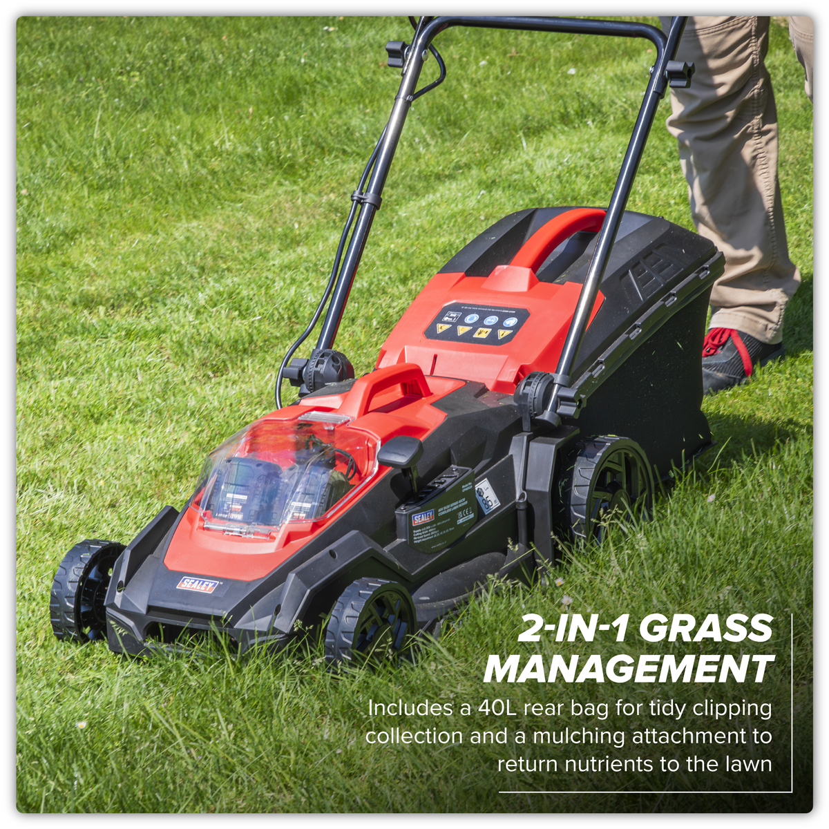 Sealey CP40VLMKIT Cordless Lawn Mower Kit 40V 4Ah SV20 Series 40cm