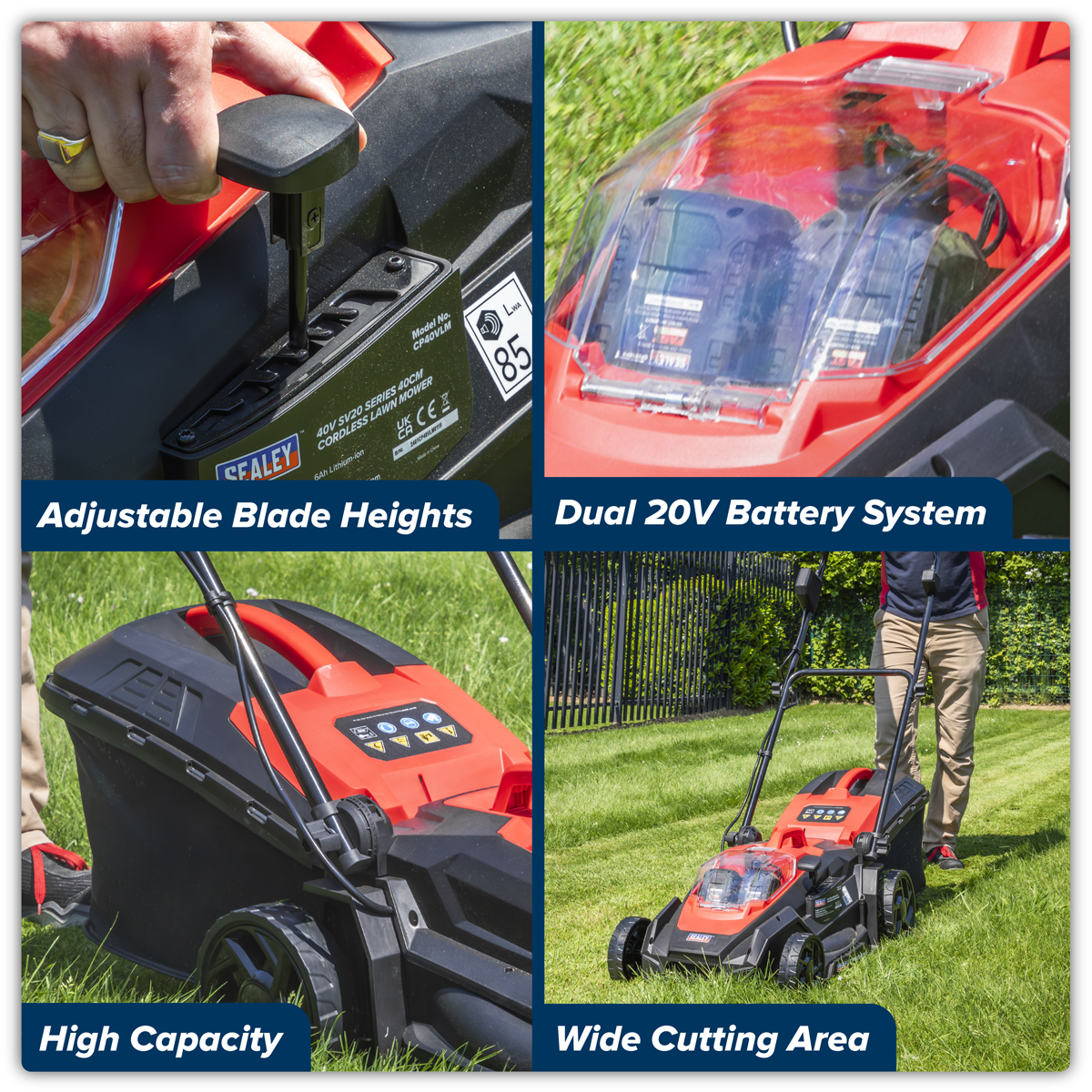 Sealey CP40VLMKIT Cordless Lawn Mower Kit 40V 4Ah SV20 Series 40cm