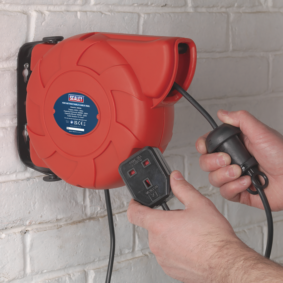 Sealey CRM101 10m Retractable Cable Reel System 1 x 230V