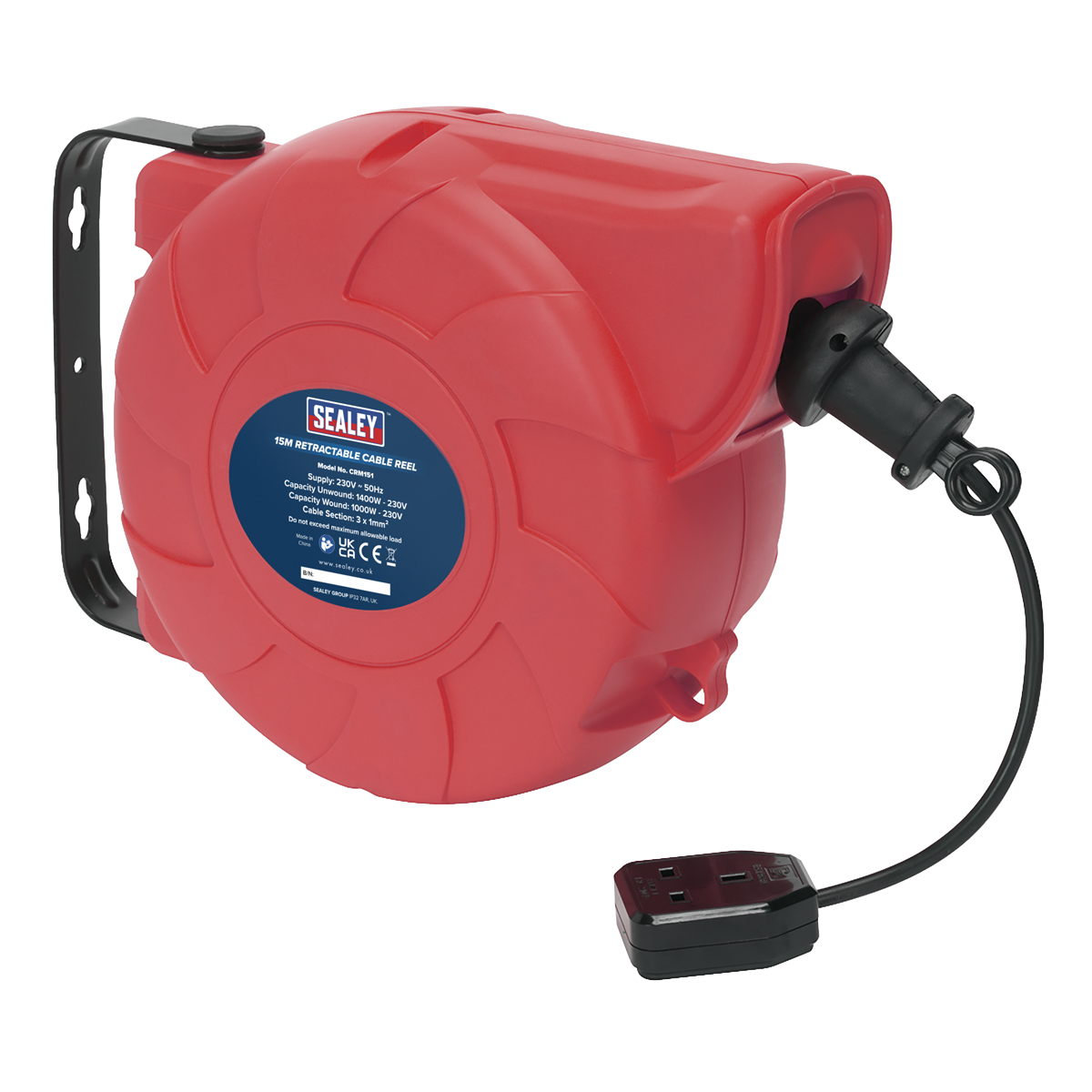 Sealey CRM151 15m Retractable Cable Reel System 1 x 230V