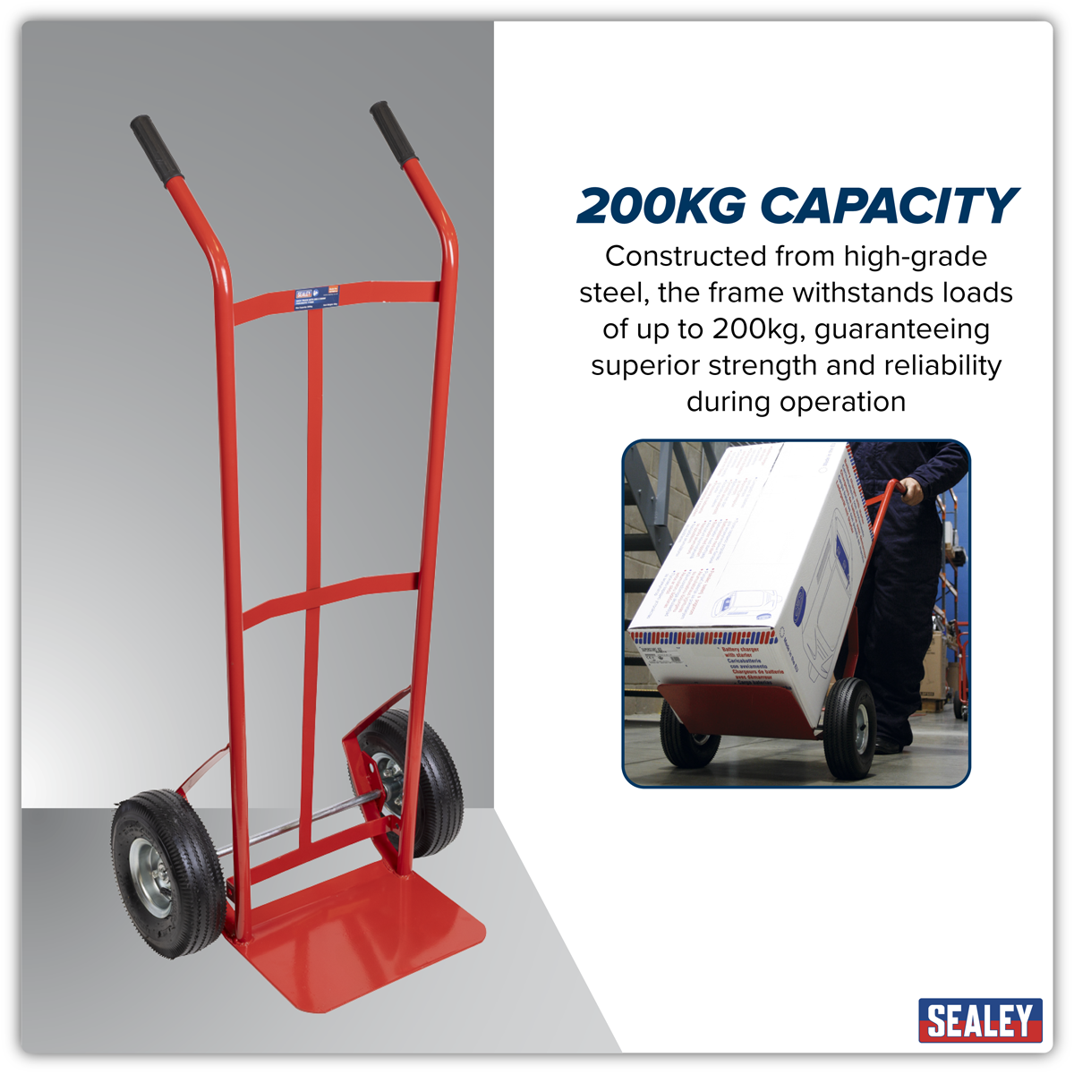 Sealey CST987 Sack Truck with Pneumatic Tyres 200kg Capacity