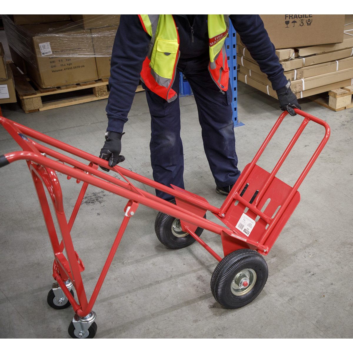 Sealey CST989 3-in-1 Sack Truck with Pneumatic Tyres 250kg Capacity