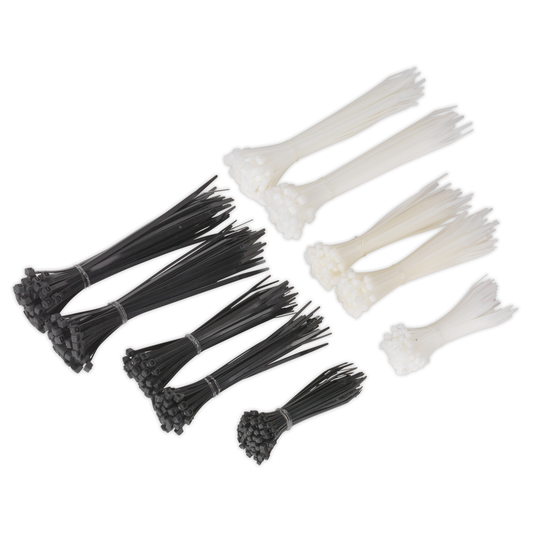 Sealey CT600BW Cable Tie Assortment, Black/White - Pack of 600