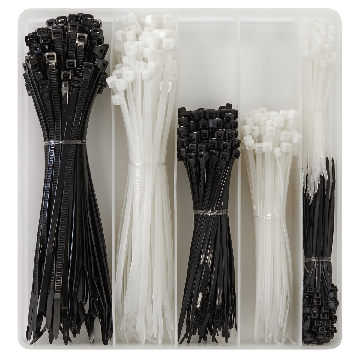 Sealey CT600BW Cable Tie Assortment, Black/White - Pack of 600