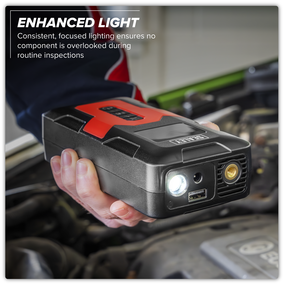 Sealey CTI140 Rechargeable Tyre Inflator & Power Bank with Worklight 12V