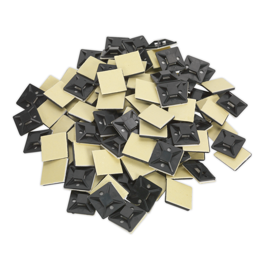 Sealey CTM2525B Self-Adhesive Cable Tie Mount 25 x 25mm, Black - Pack of 100