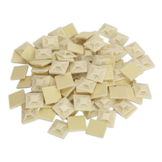 Sealey CTM2525W Self-Adhesive Cable Tie Mount 25 x 25mm, White - Pack of 100