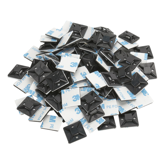 Sealey CTM3030B Sealey Self-Adhesive Cable Tie Mount 30 x 30mm, Black - Pack of 100 CTM3030B