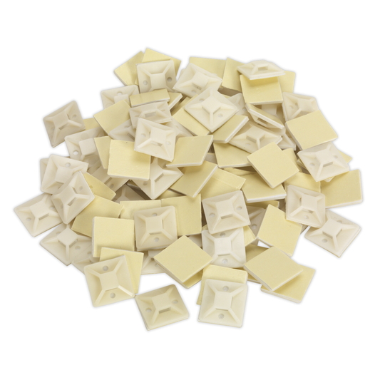 Sealey CTM3030W Self-Adhesive Cable Tie Mount 30 x 30mm, White - Pack of 100