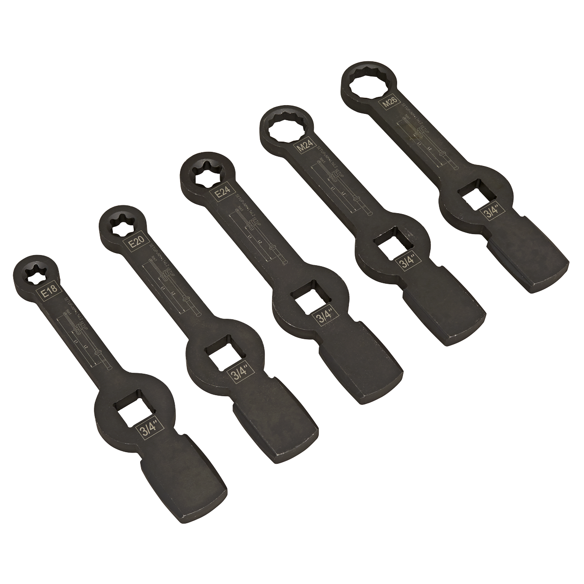Sealey CV212 Brake Caliper Slogging Wrench Set 5pc