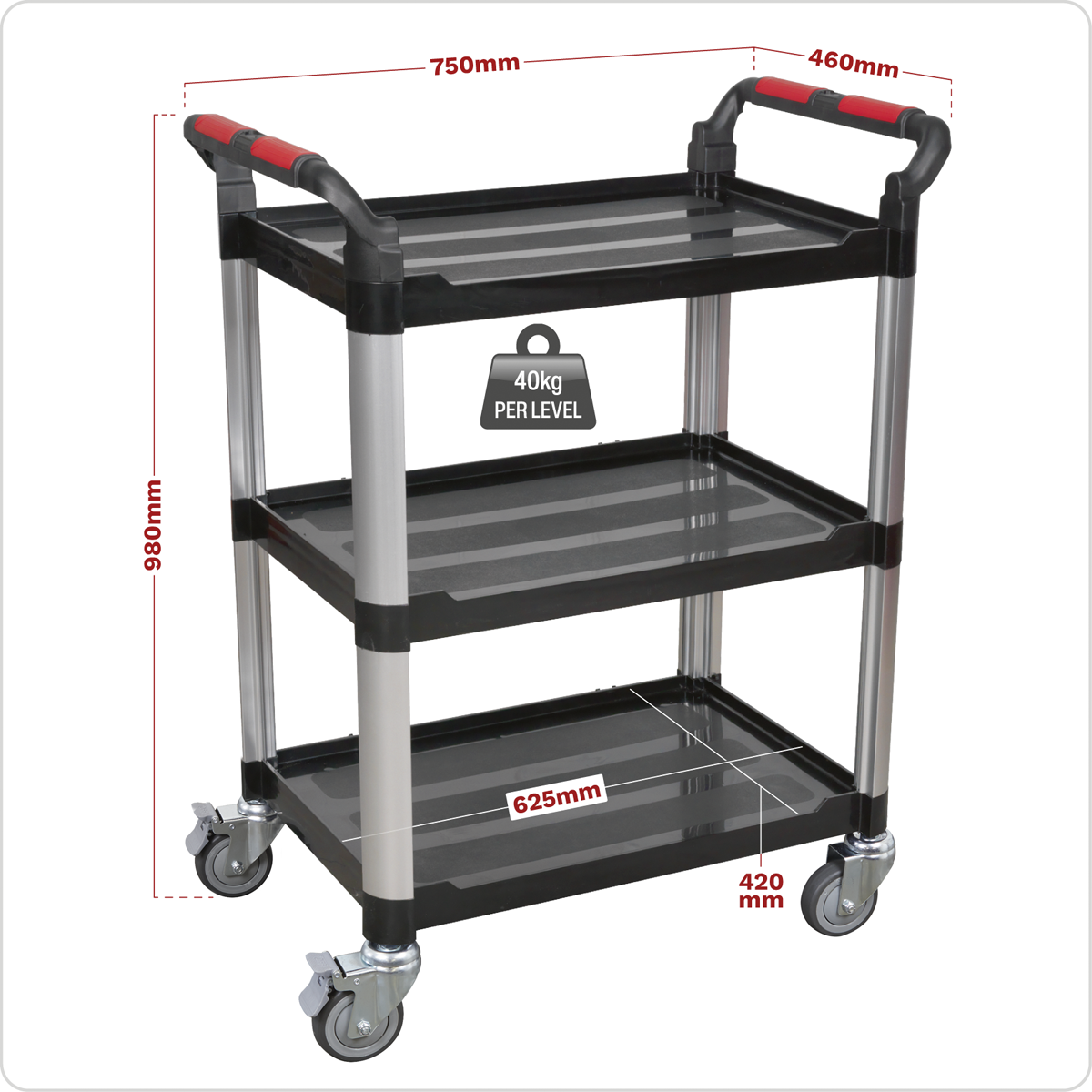 Sealey CX309 Composite Workshop Trolley 3-Level/3 Wall