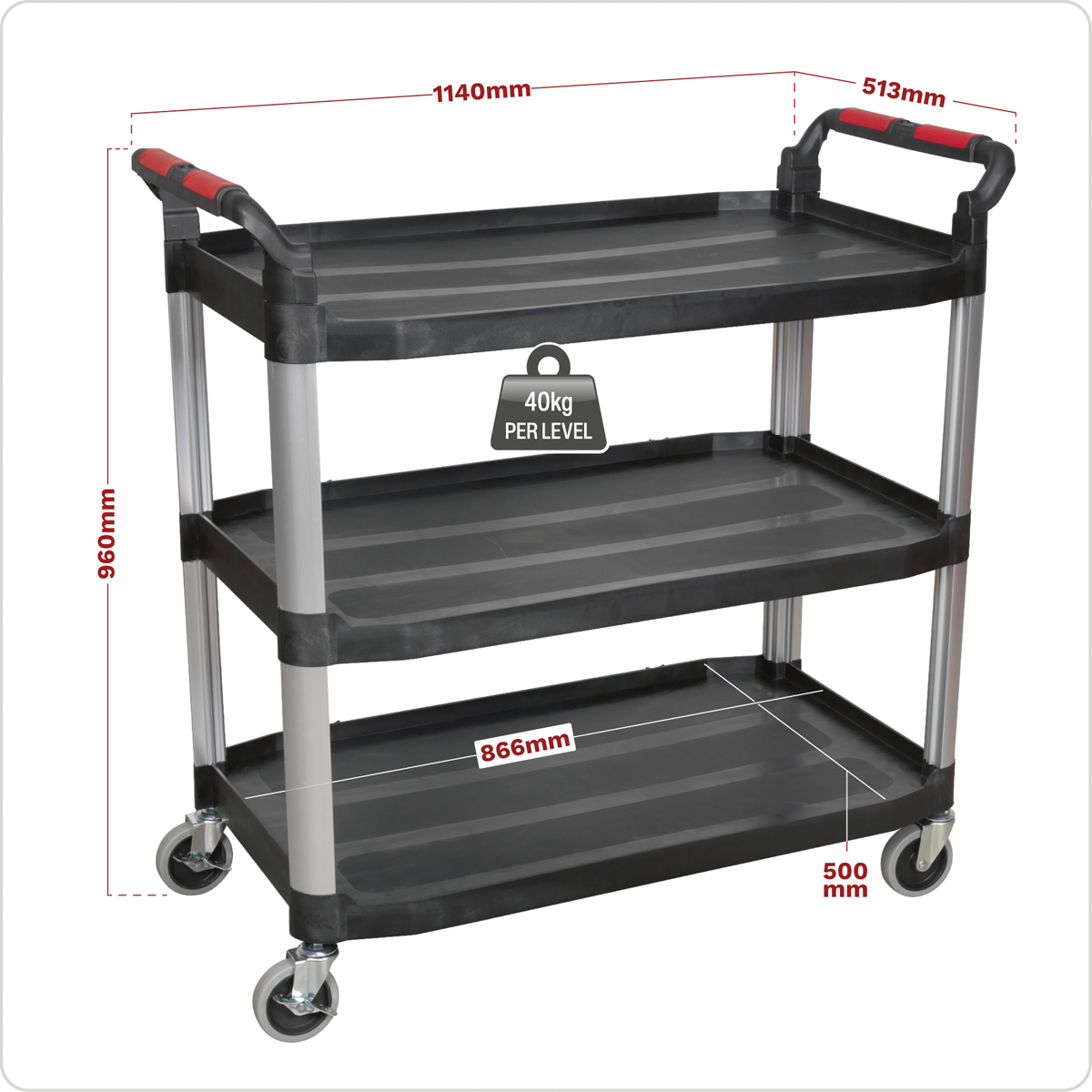 Sealey CX310 Composite Workshop Trolley 3-Level/3 Wall