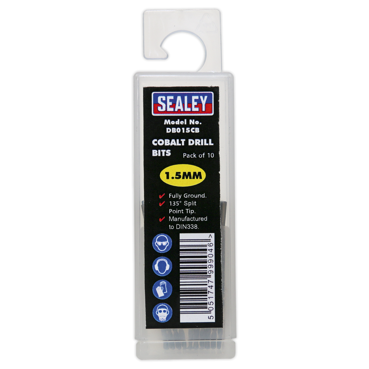 Sealey DB015CB HSS Cobalt Fully Ground Drill Bit 1.5mm - Pack of 10