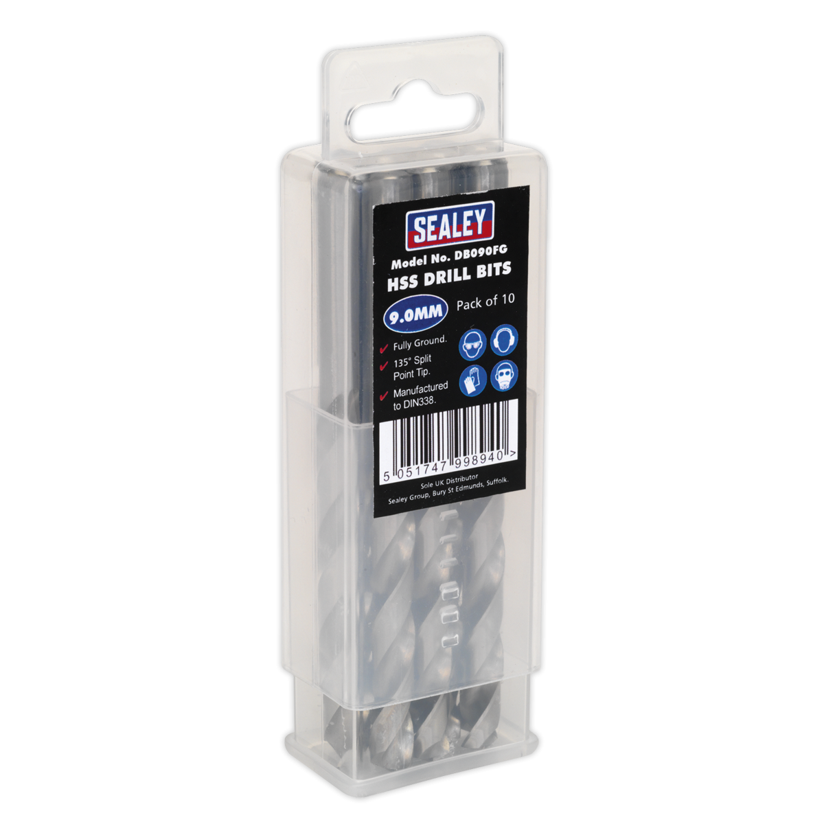 Sealey DB090FG HSS Fully Ground Drill Bit 9mm - Pack of 10