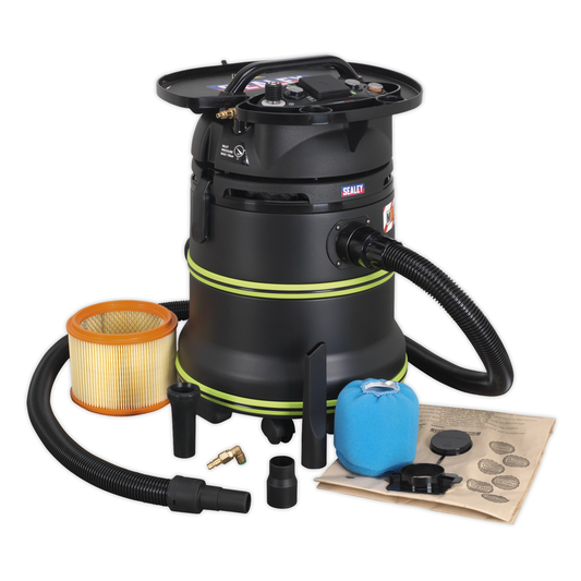 Sealey DFS35M M Class Dust-Free Industrial Wet & Dry Vacuum Cleaner 35L with Autostart for Air/Electric Power Tools 1000W/230V