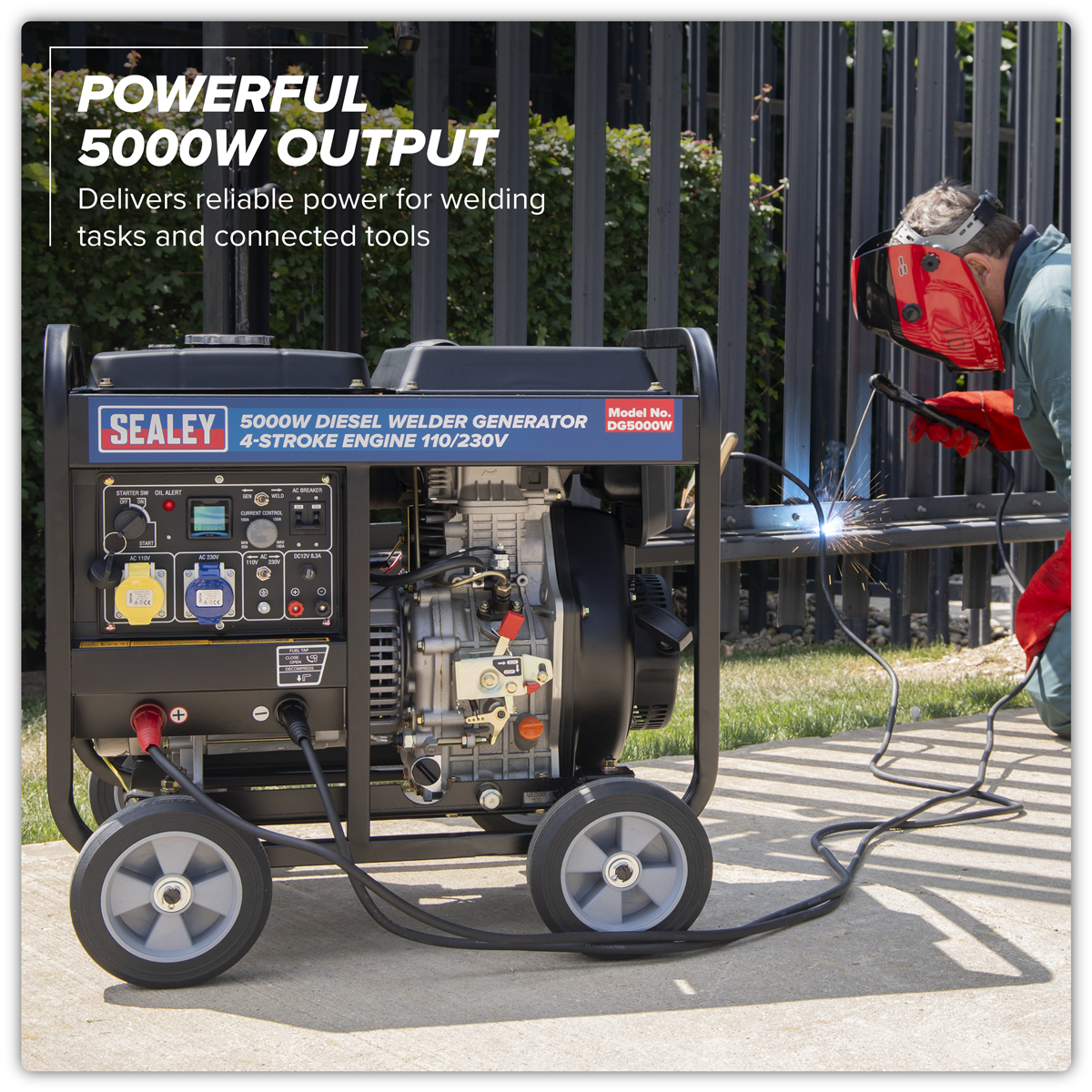 Sealey DG5000W 5000W Diesel Welder Generator 4-Stroke Engine 110/230V