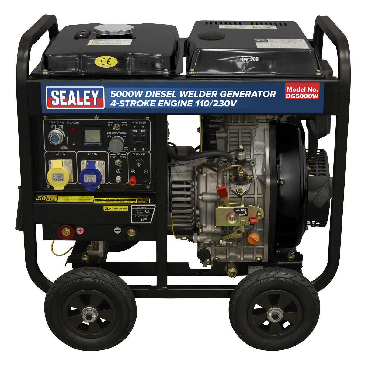 Sealey DG5000W 5000W Diesel Welder Generator 4-Stroke Engine 110/230V