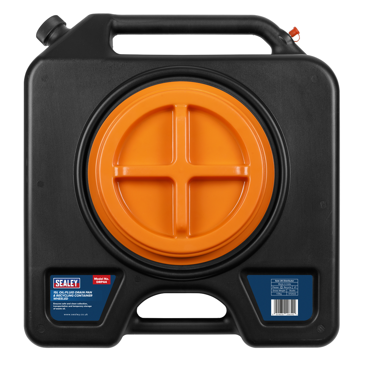 Sealey DRP44 Oil/Fluid Drain & Recycling Container with Wheels 15L