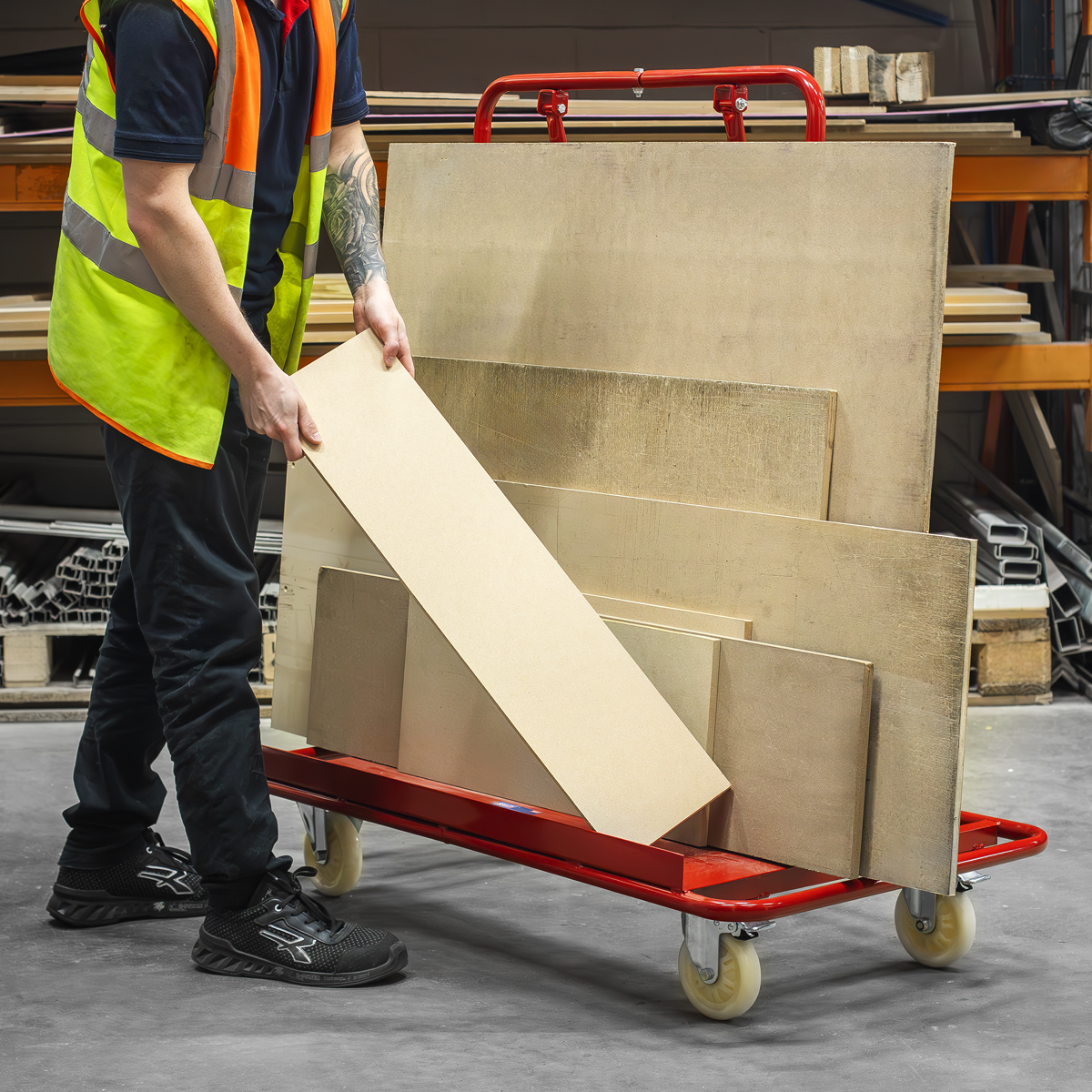 Sealey DWC01 Plasterboard Trolley Large Sheet Handling 800kg Capacity