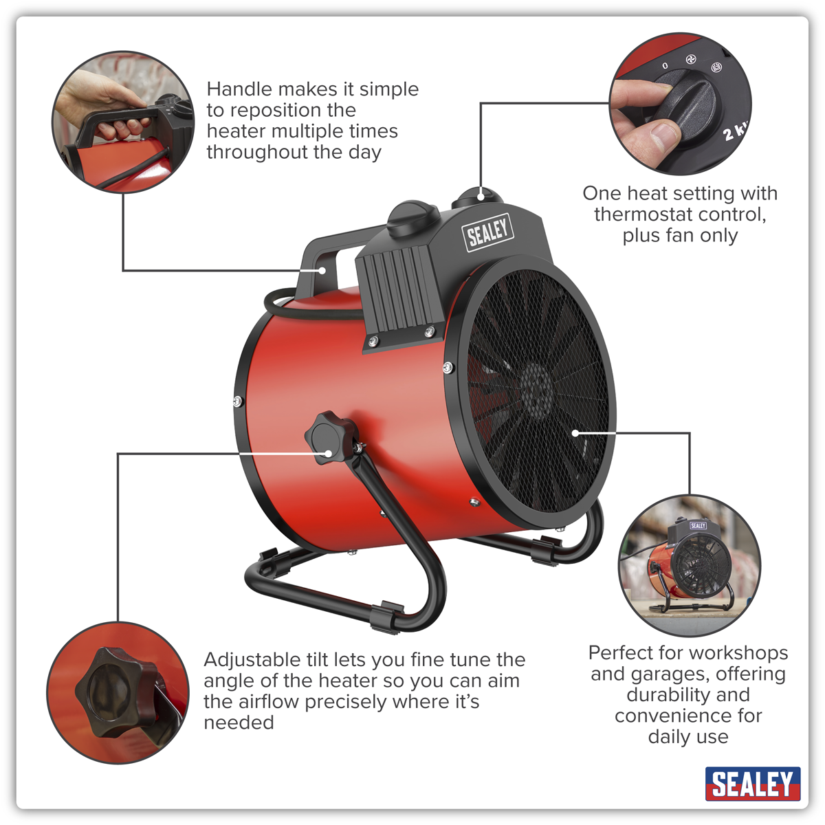 Sealey EH2001 Industrial Fan Heater 2000W/230V