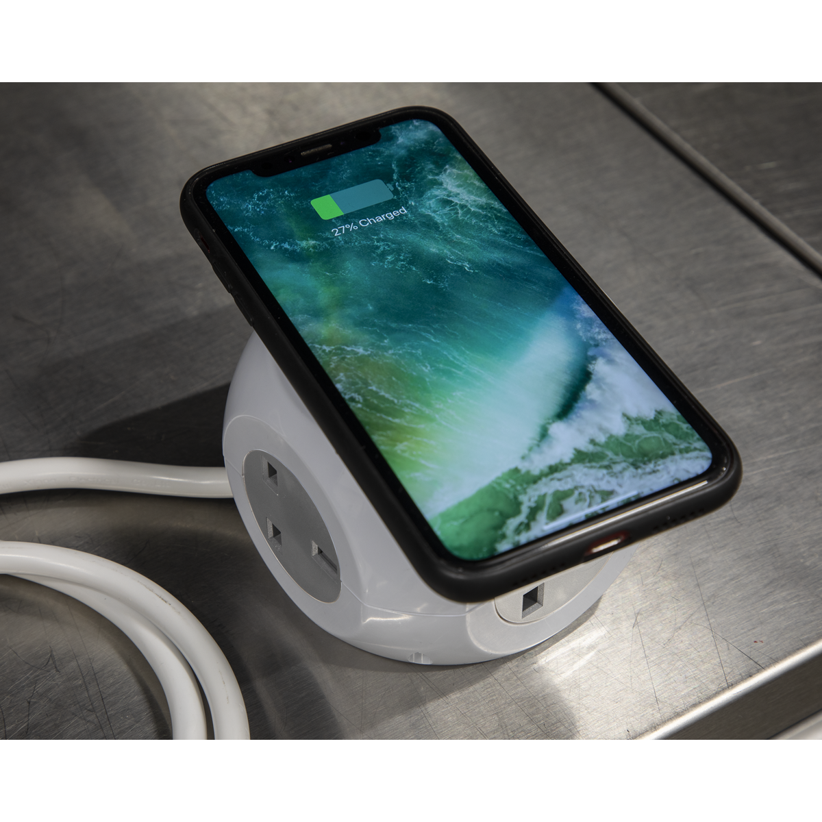 Sealey EL144WC 1.4m Extension Cable Cube & Wireless Charging Pad 3 x 230V & 3 x USB