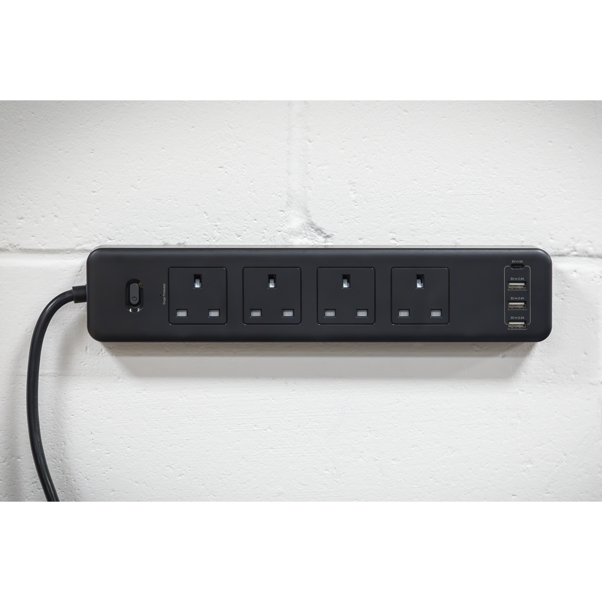 Sealey EL34USBB 2.6m Extension Lead with USB Ports - Black