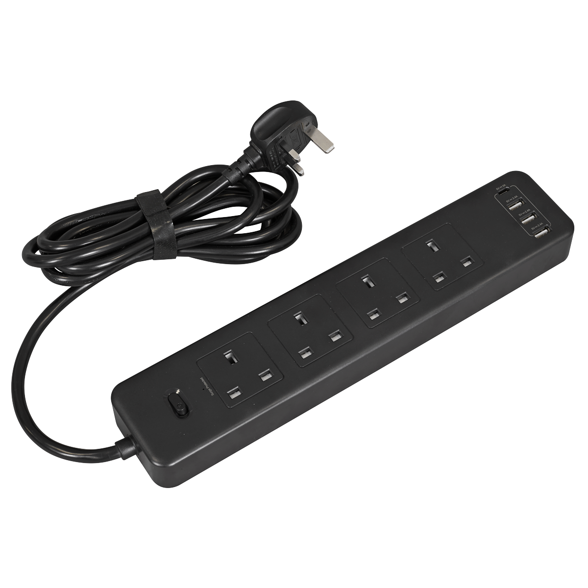 Sealey EL34USBB 2.6m Extension Lead with USB Ports - Black