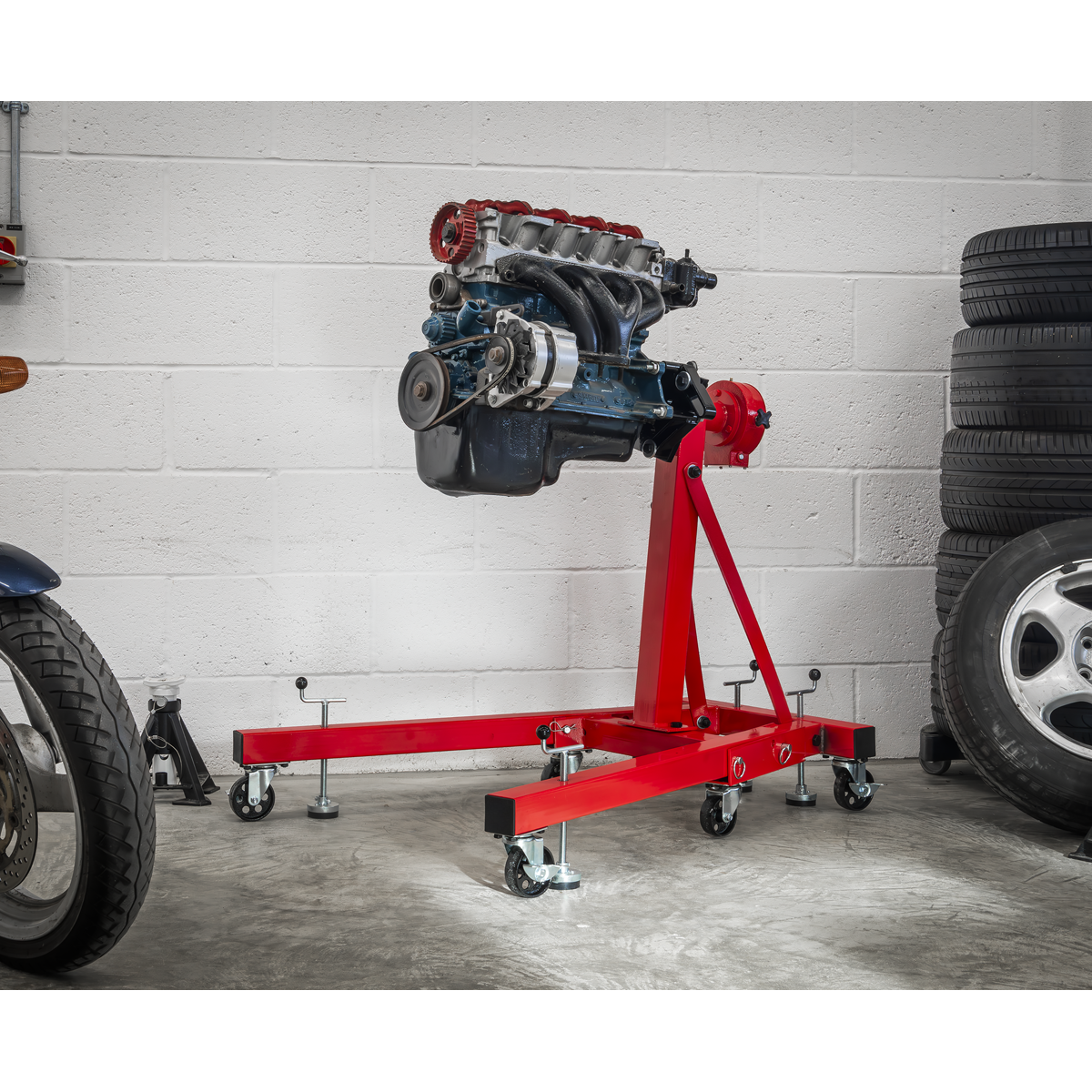 Sealey ES680D Folding 360º Rotating Engine Stand with Geared Handle Drive 680kg Capacity