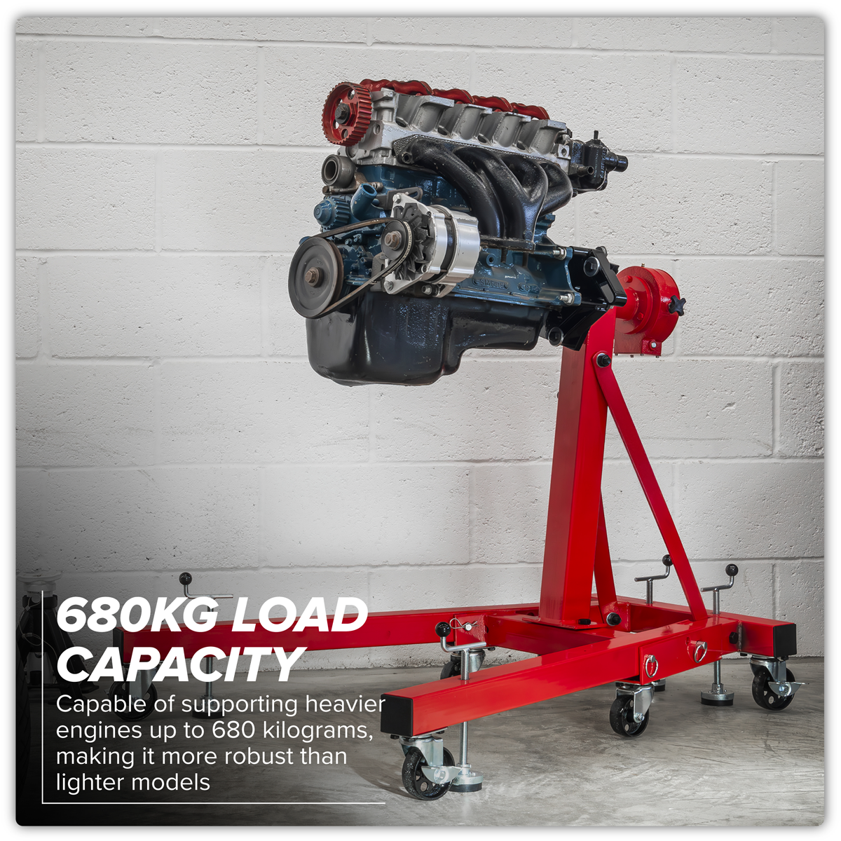 Sealey ES680D Folding 360º Rotating Engine Stand with Geared Handle Drive 680kg Capacity