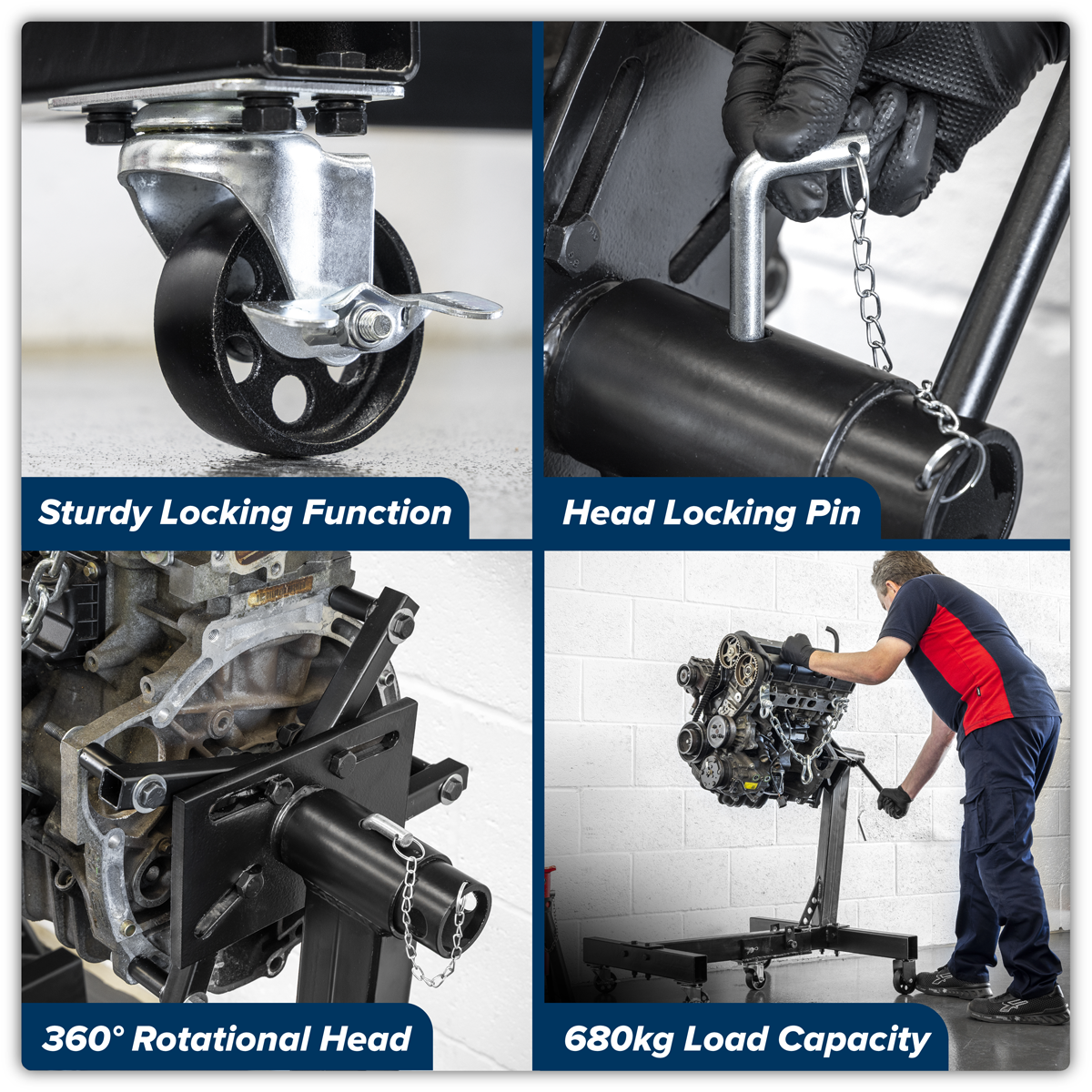 Sealey ES680F Folding Engine Stand 680kg Capacity