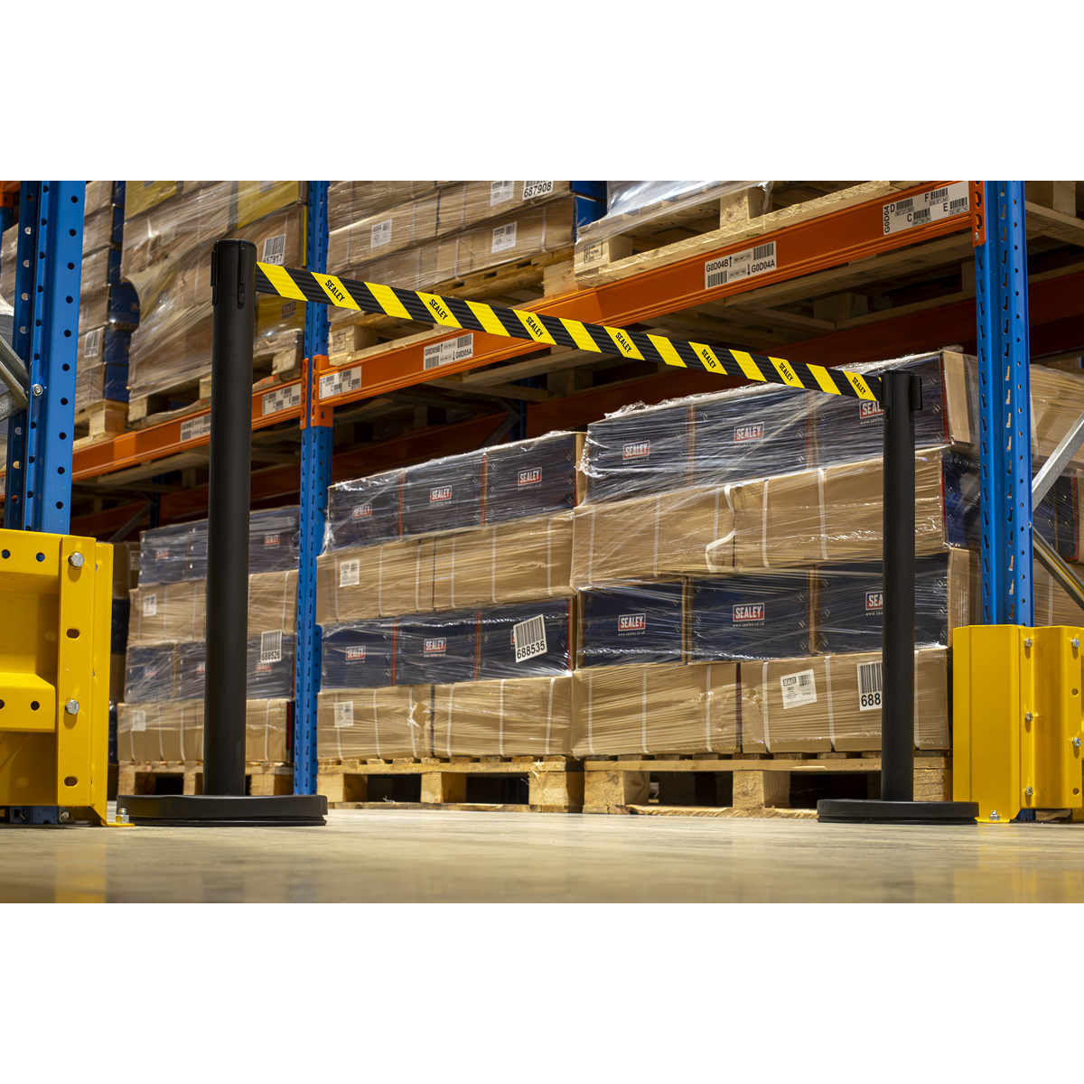 Sealey EV23 Retractable Safety Belt Barrier Post - Set of 2