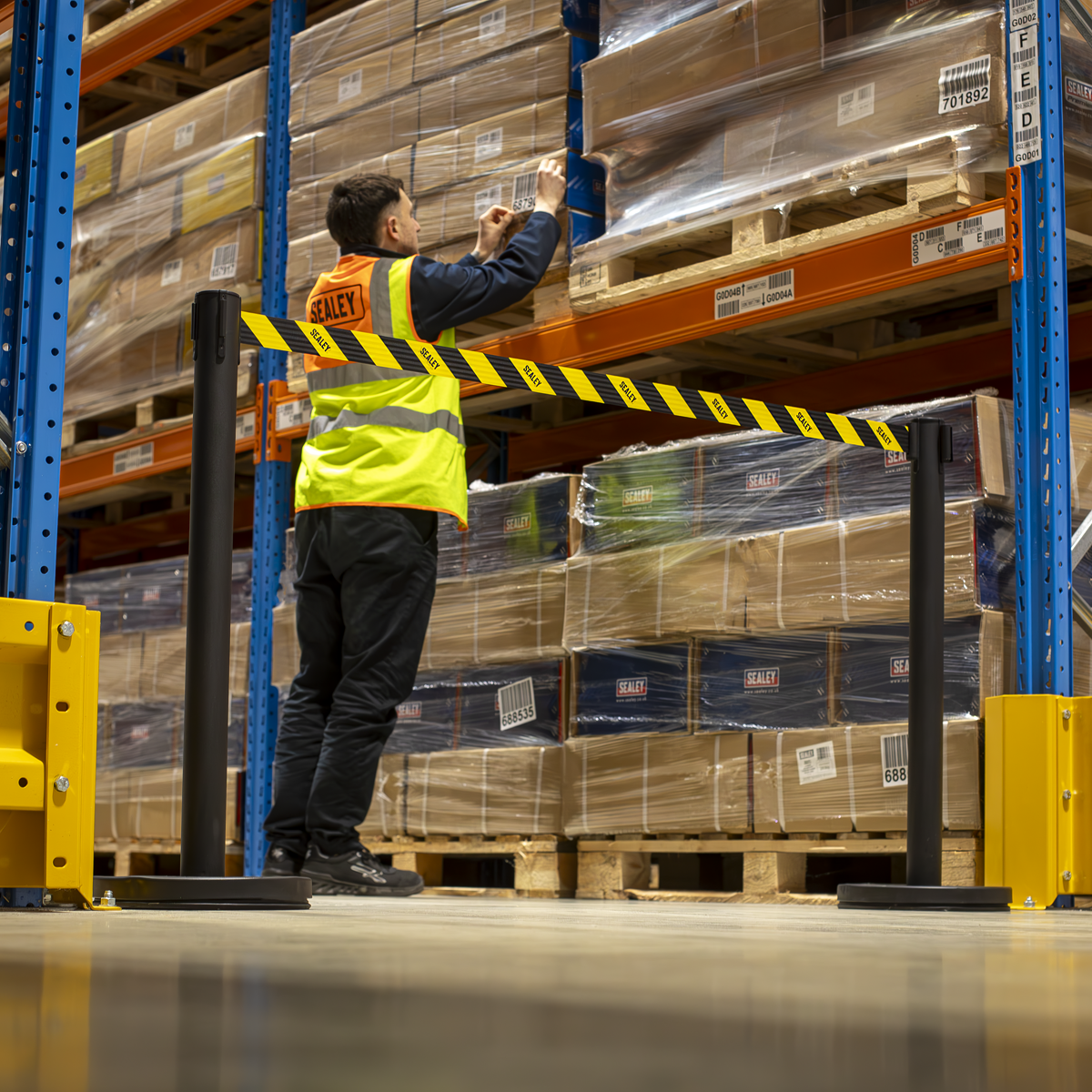 Sealey EV23 Retractable Safety Belt Barrier Post - Set of 2