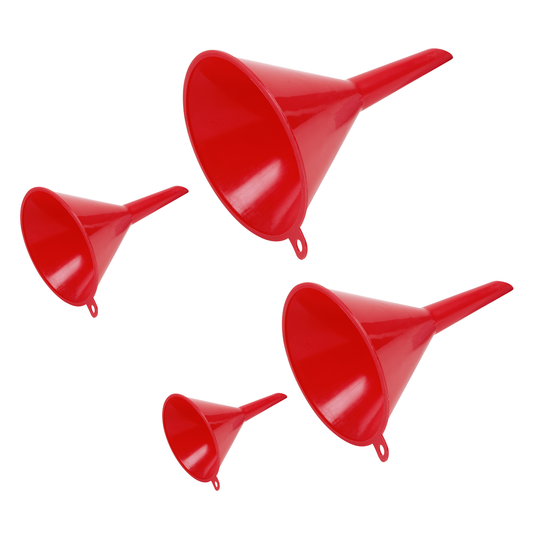Sealey F92 Economy Fixed Spout Funnel Set 4pc - Small