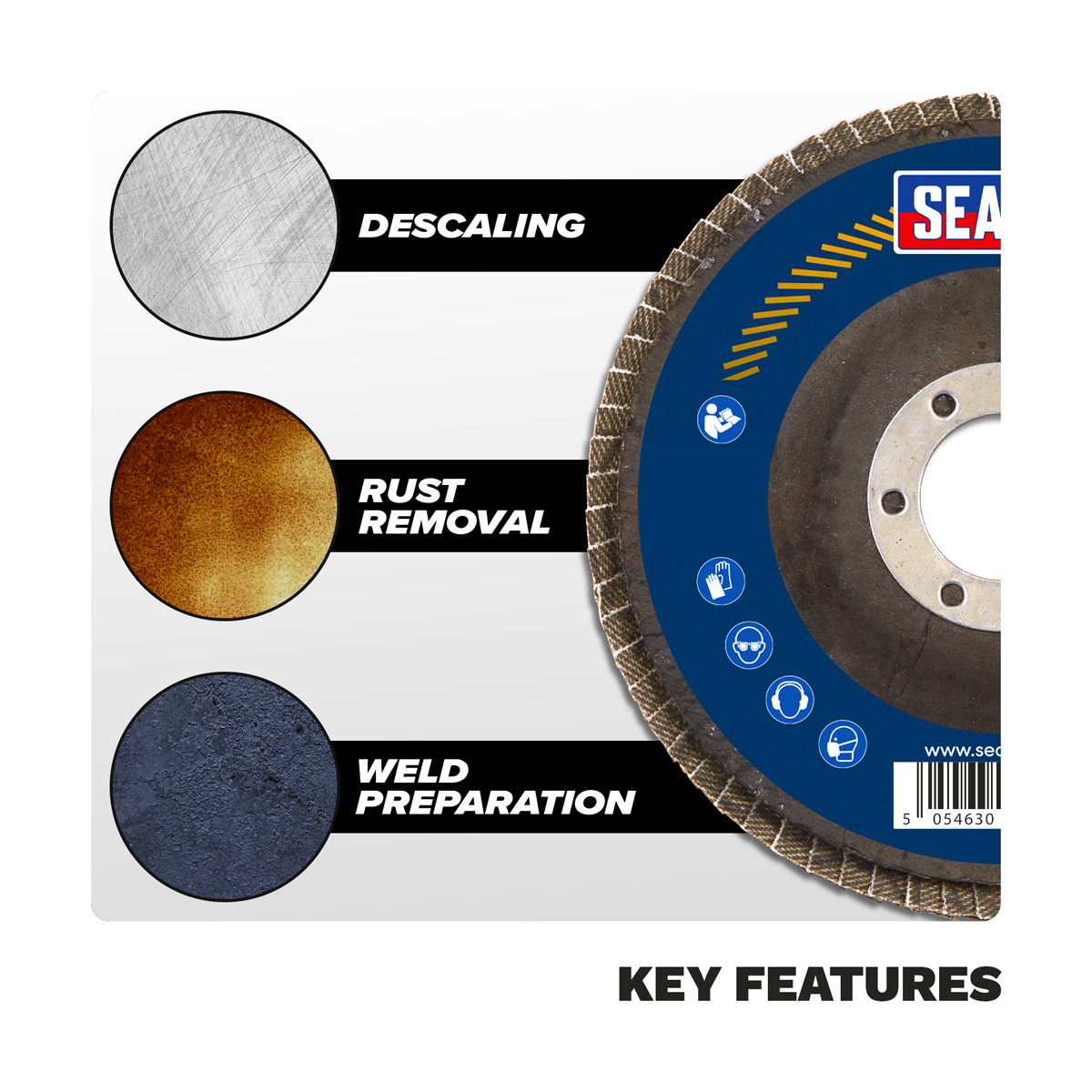 Sealey FD10040E 100mm Aluminium Oxide Flap Disc 40Grit 16mm Bore
