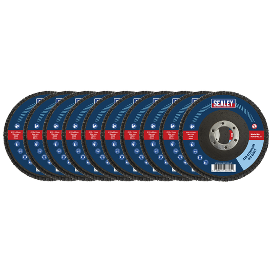 Sealey FD1154010 115mm Zirconium Flap Discs 40Grit 22mm Bore - Pack of 10