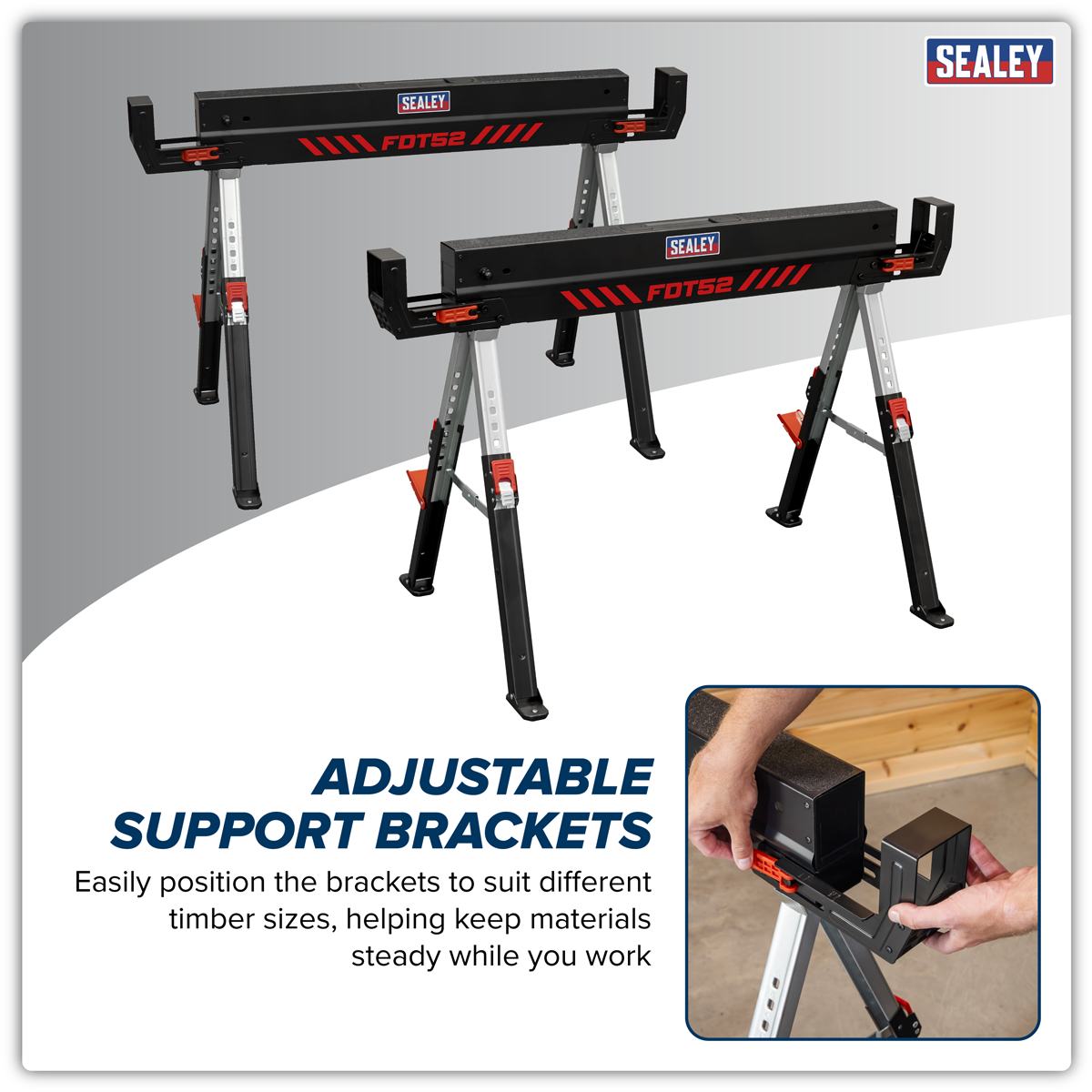 Sealey FDT52 Adjustable Sawhorse Set 2pc