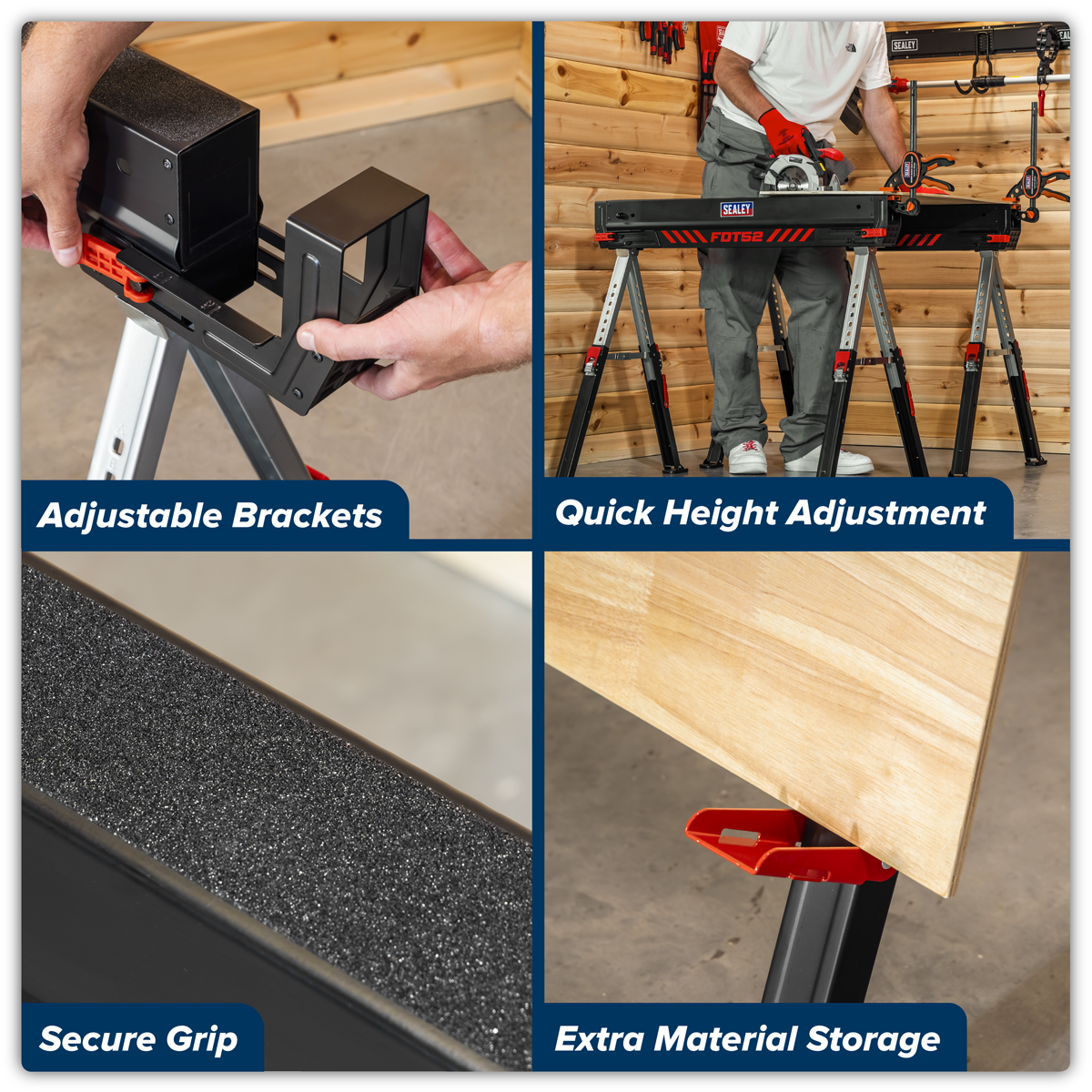 Sealey FDT52 Adjustable Sawhorse Set 2pc
