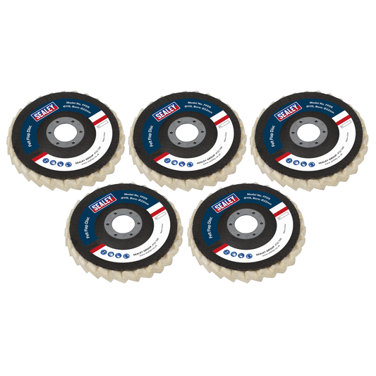 Sealey FFD5 Felt Flap Disc Ø115mm Ø22mm Bore - Pack of 5