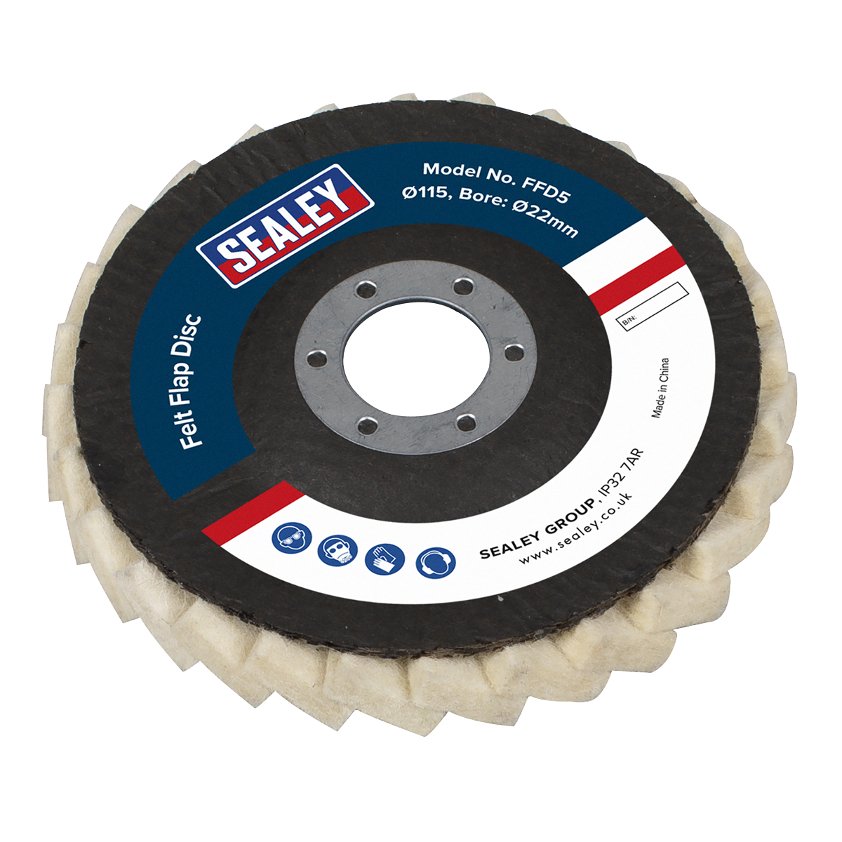 Sealey FFD5 Felt Flap Disc Ø115mm Ø22mm Bore - Pack of 5