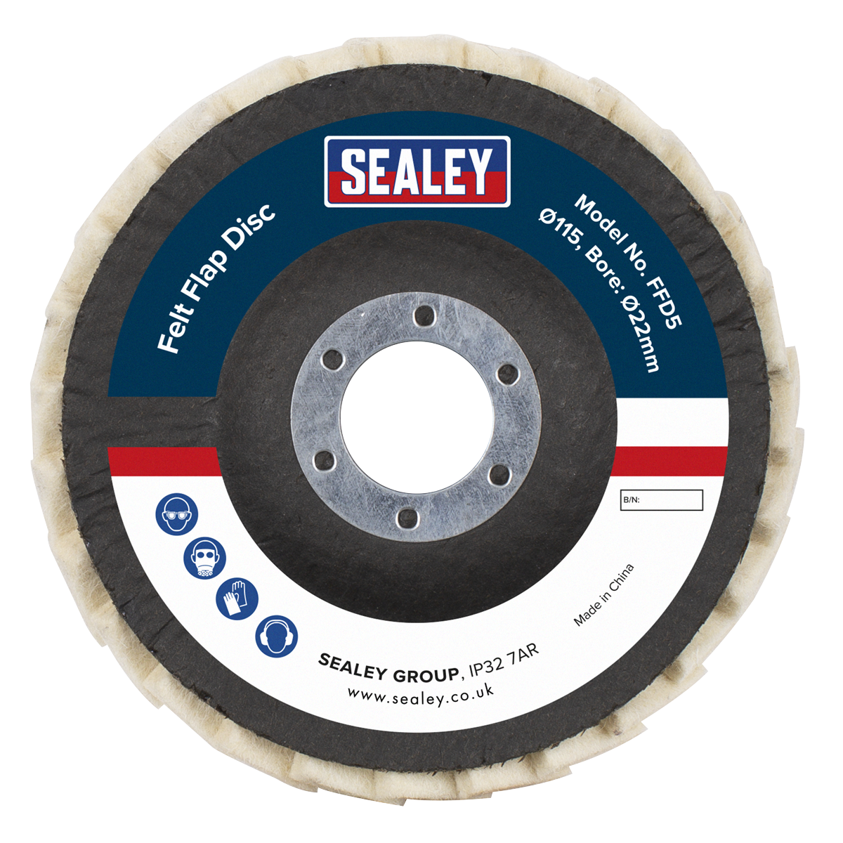 Sealey FFD5 Felt Flap Disc Ø115mm Ø22mm Bore - Pack of 5