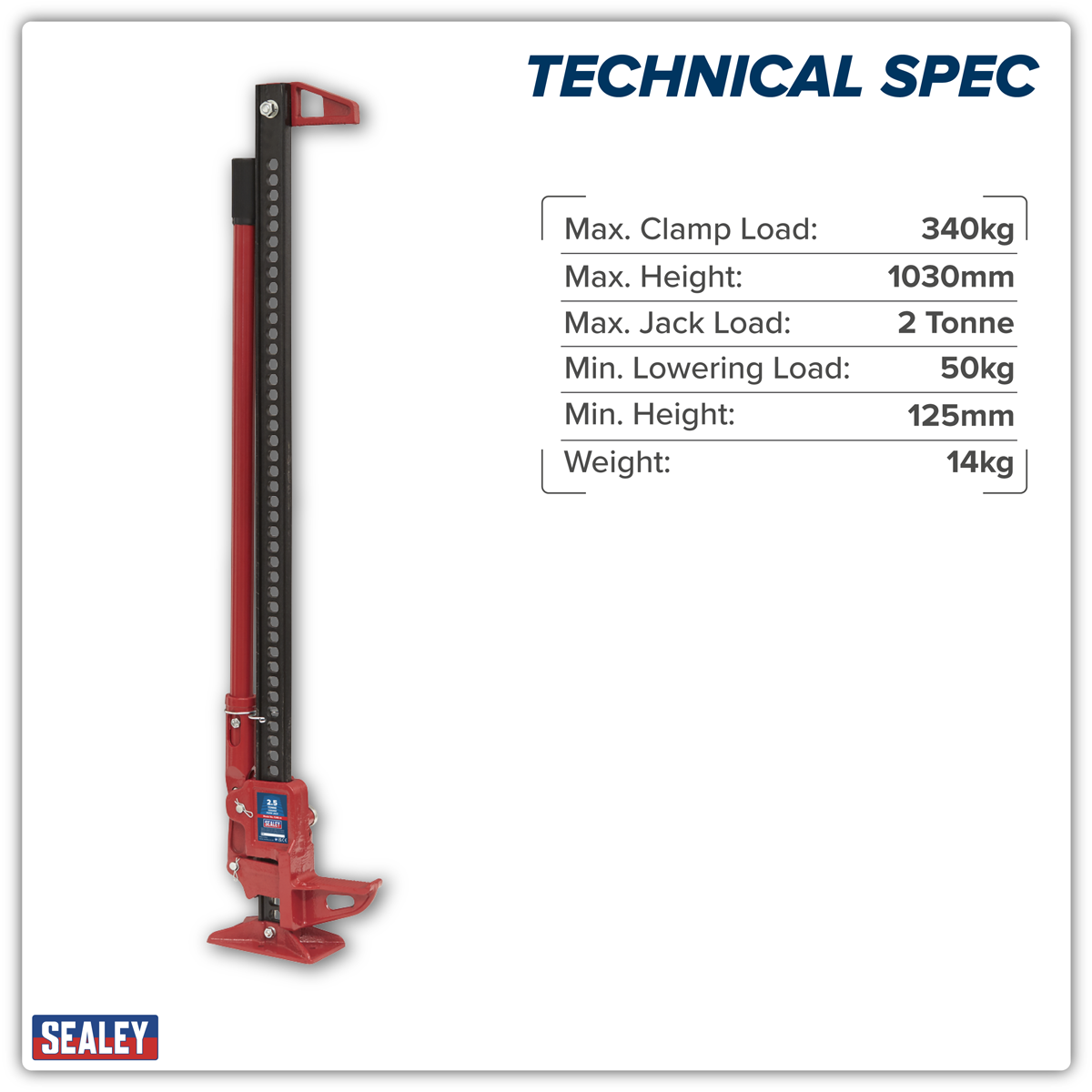 Sealey FJ48 Farm Jack 1200mm 2 Tonne Capacity