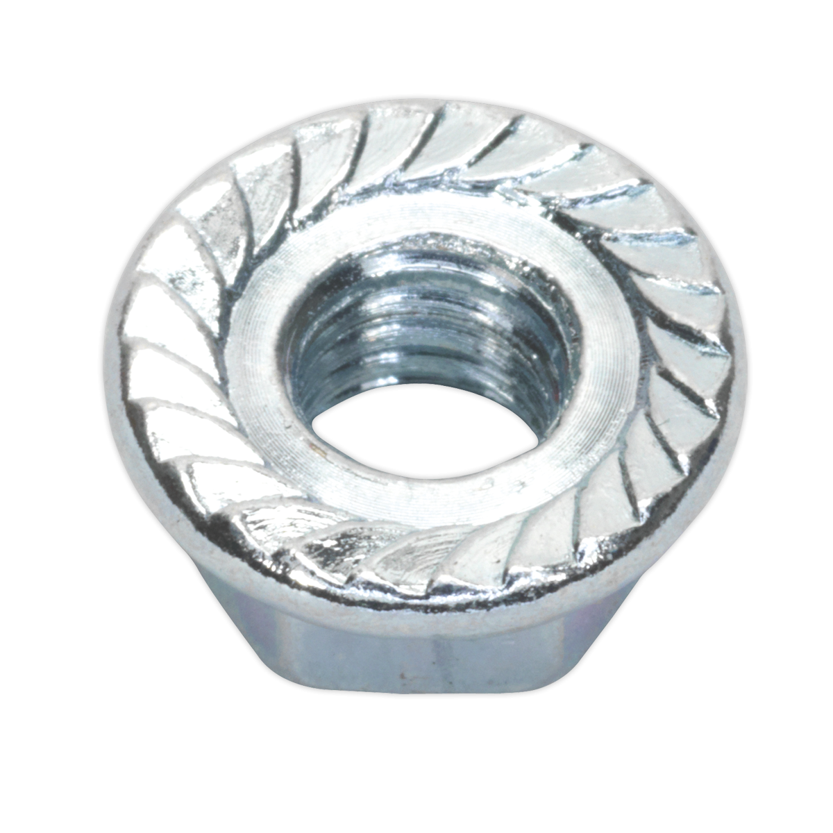 Sealey FN6 Zinc Plated Serrated Flange Nut M6 - Pack of 100